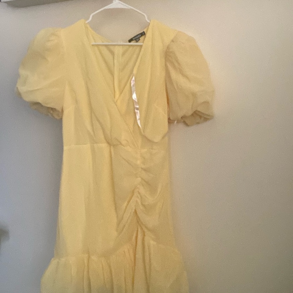 Yellow mini Misguided dress size 14
